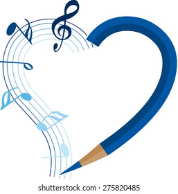 music note with heart shape icon
