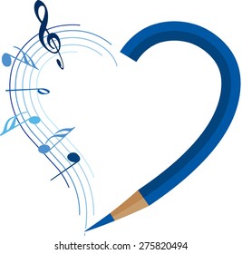 music note with heart shape icon
