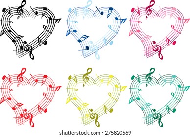 music note with heart shape icon