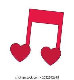 Music note with heart shaped