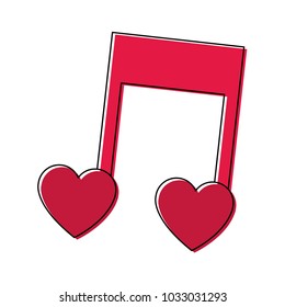 Music note with heart shaped