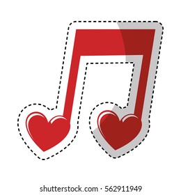 music note with heart vector illustration design