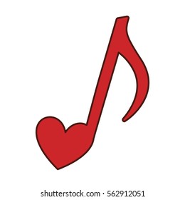 music note with heart vector illustration design