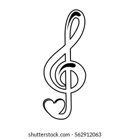 music note with heart vector illustration design