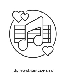 Music note with hearts