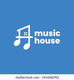 music note house home logo vector icon illustration