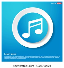 Music note icon Abstract Blue Web Sticker Button