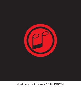 Music note Icon black background Vector illustration design