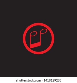 Music note Icon black background Vector illustration design