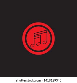 Music note Icon black background Vector illustration design