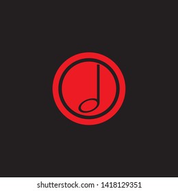 Music note Icon black background Vector illustration design