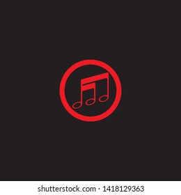 Music note Icon black background Vector illustration design