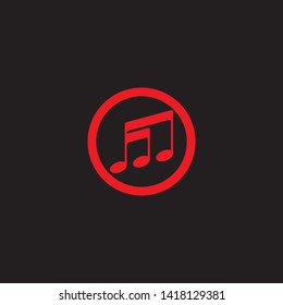 Music note Icon black background Vector illustration design