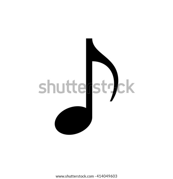 Music note icon. Black icon isolated on white\
background. Eighth note silhouette. Simple icon. Web site page and\
mobile app design vector\
element.