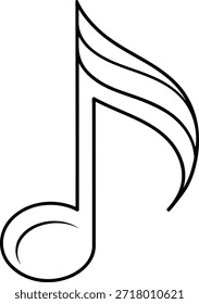 Icono de nota musical Diseño de arte de línea negra