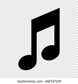 Music note icon. Black on transparent background.