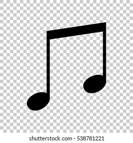 Music note icon. Black icon on transparent background.