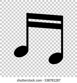 Music note icon. Black icon on transparent background.