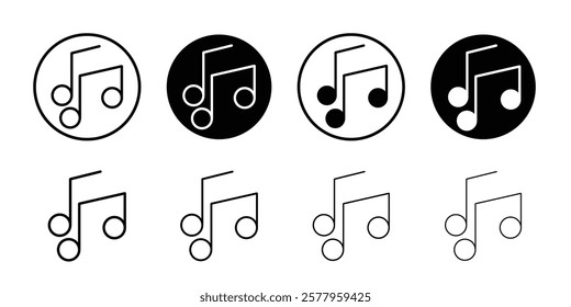 Music note icon black and white vector sign