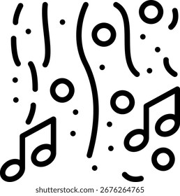 Icono de la nota de la música, símbolo blanco y negro del icono del contorno