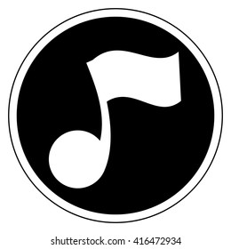 Music note icon in black and white color isolated on white background