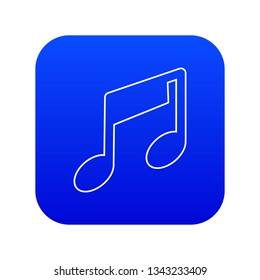 Music note icon blue vector isolated on white background