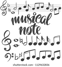 music note icon , calligraphy text hand drawn vector illustration sketch