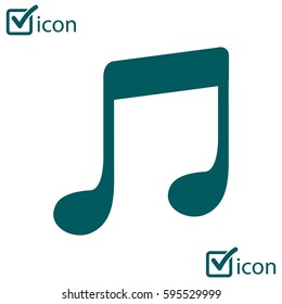 Music note icon. Character listening song. Flat design style.