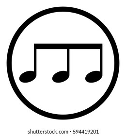 Music note icon in circle on white background