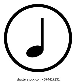 Music note icon in circle on white background