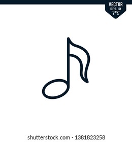 Music note Music note icon collection in outlined or line art style, editable stroke vector