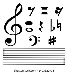 Music note Icon collection Vector Illustration can Change colour - Vector