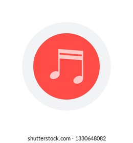 Music note icon. Icon in colored circle with gray bold border. Web button, modern flat design