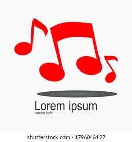 
icono de nota musical, rojo. notas musicales de estilo plano.