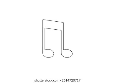 Music note icon continuous one line drawing minimalist vector illustration