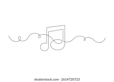 Music note icon continuous one line drawing minimalist vector illustration