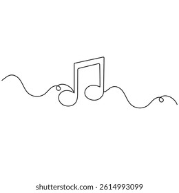 Music note icon   continuous one line drawing of outline vector illustration 