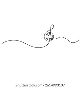 Music note icon   continuous one line drawing of outline vector illustration 