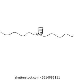 Music note icon   continuous one line drawing of outline vector illustration 