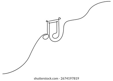 Icono de nota musical dibujo continuo de una línea y estilo minimalista aislar Ilustración vectorial de contorno
