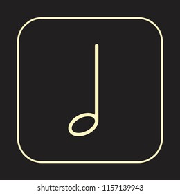 Music Note Icon. Crotchet. Half note. Musical symbol concept. Editable stroke flat icons. Simple thin line art logo. Golden Web app button. Vector illustration. 