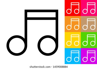 Music Note. Icon With Different Color Background