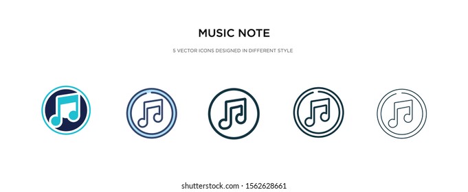 music note icon in different style vector illustration. two colored and black music note vector icons designed in filled, outline, line and stroke style can be used for web, mobile, ui