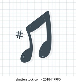 Music note icon in doodle style