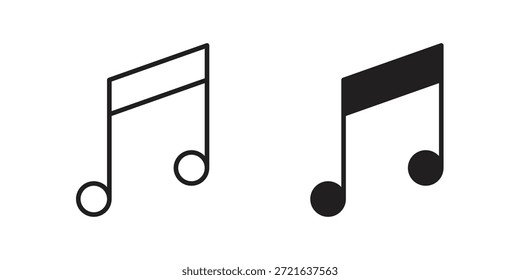 Ícone de nota musical em linha fina, preenchimento, estilo de traçado para site e aplicativos
