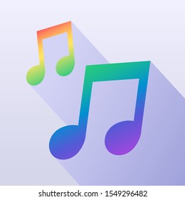 Music note icon. Flat art symbol. Vector illustration.