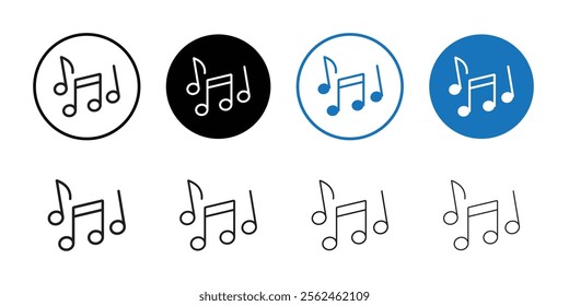 Music note icon Flat art in black and white isolated