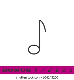 Music note icon flat. Black pictogram on white background. Vector illustration symbol and bonus button