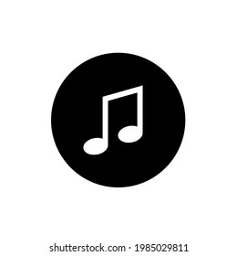 Music note icon flat design vector circle black color.Music icon