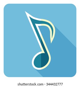 Music note icon. Flat design. Vector illustration.
